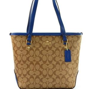 Beautiful Coach Signature - Zip TopTote In Khaki